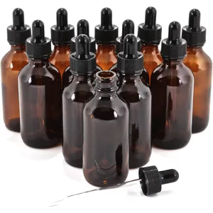 Vivaplex 12 Amber 2oz Glass Dropper Bottles