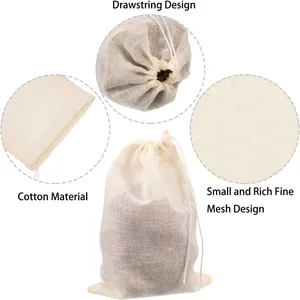 50 Pcs Muslin Cheesecloth Strainer Bags Reusable Cotton