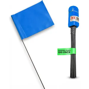 Blue Marking Flags 100 Pack for Irrigation Layout