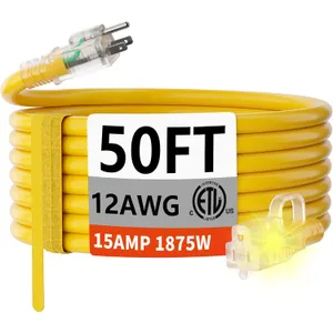 HUANCHAIN 50ft 12/3 Heavy Duty Outdoor Extension Cord