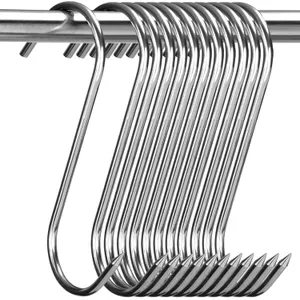 12 Pcs Stainless Steel S-Shaped Meat Smoking Hooks 6"