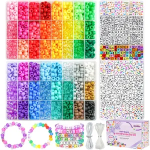 Gionlion 4200pcs Pony Beads & Letter Beads Bracelet Making Kit
